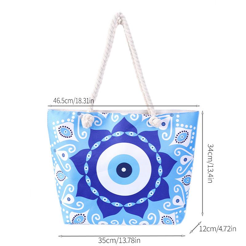 Women's Beach Bag Devil Eyes Tote Blue Eyes Shoulder Bag Evil Eye Canvas Bag
