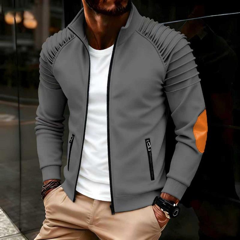 New Men's Arm Fold Design Jacket Daily Casual Sports Zipper Pocket Cardigan