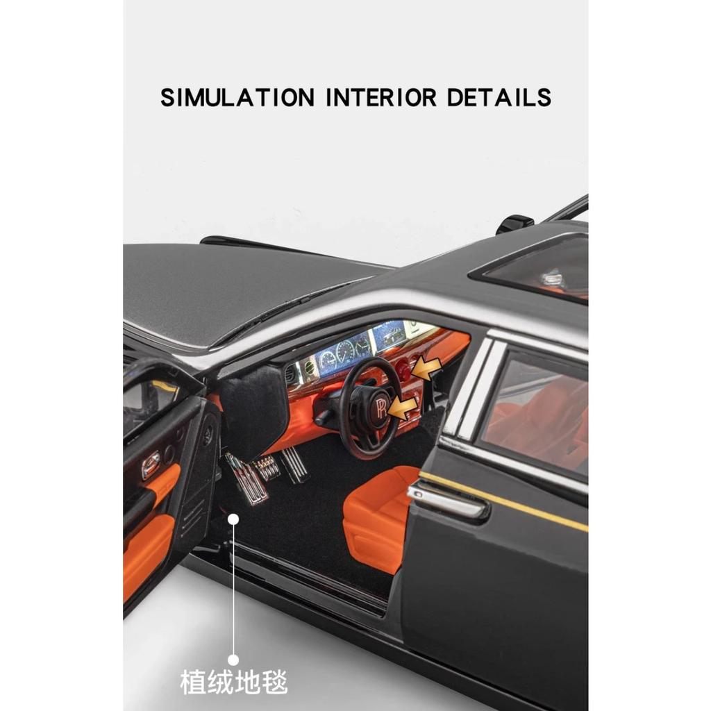 1/18 Rolls Royce Phantom Alloy Luxy Car Model Diecasts Metal Vehicles Collect Simulated Decorations Sound & Light Gifts for Kids
