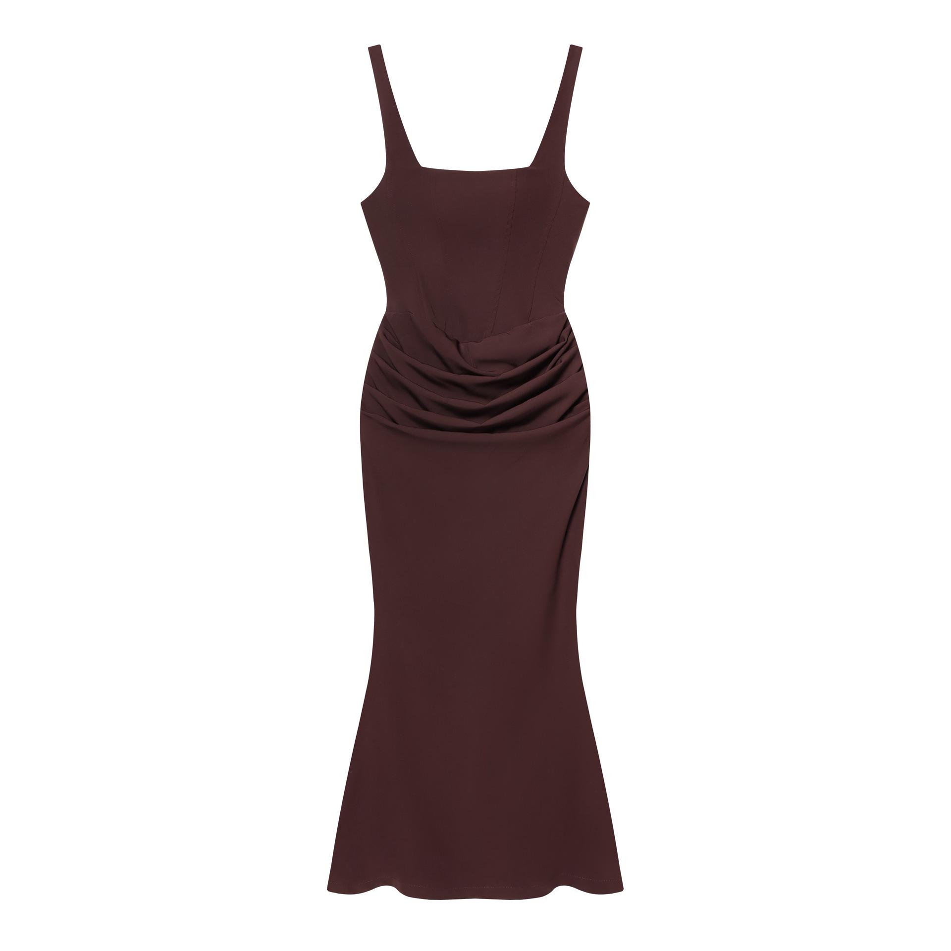 

Women s Fashion Open-Back Hip-Hugging Dress Small кавовий