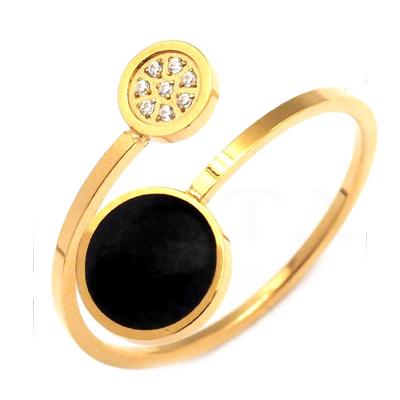 [Q0749] - Designer-Ring Stahl 'Boho' schwarz gold - 5 und 8 mm
