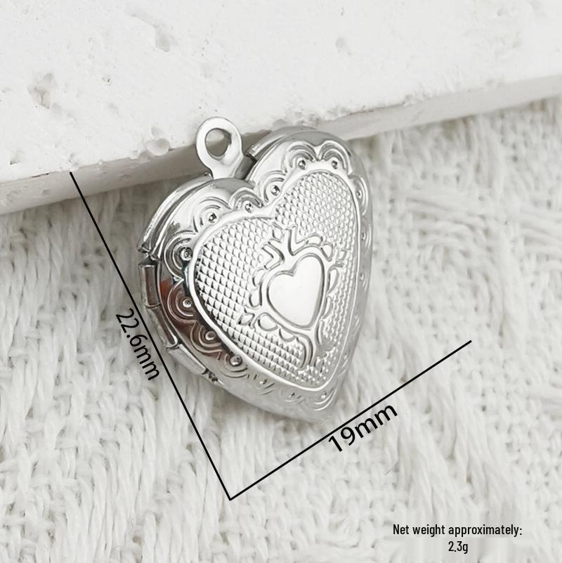 Collana Ciondolo Scatola Portafoto a Forma di Cuore, Rotonda e Quadrata in Acciaio Inossidabile Fai da Te