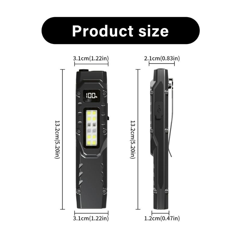 Portable Flashlights with Pen Clip Pocket Light Rechargeable Tactically Flashlights Waterproofs Outdoor Emergency Light