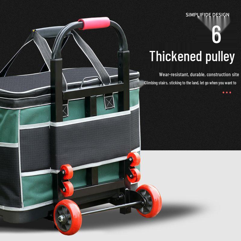 Telescopic Tool Bag: Durable, Wear-Resistant Canvas with Wheels, Large Capacity for Electricians