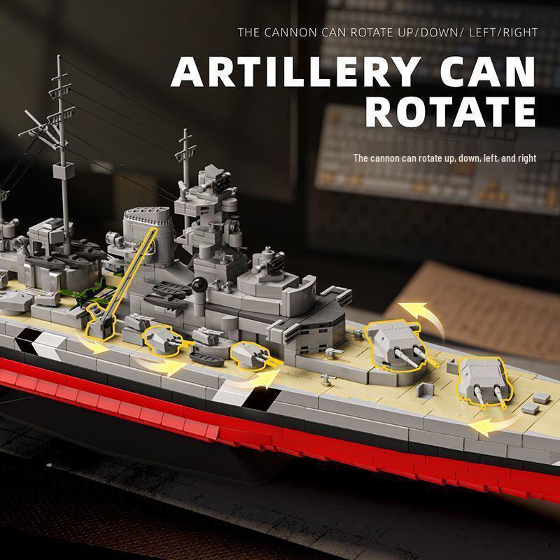 Compatible Bismarck Battleship Model Blocks - Military Assembly Toy for Boys