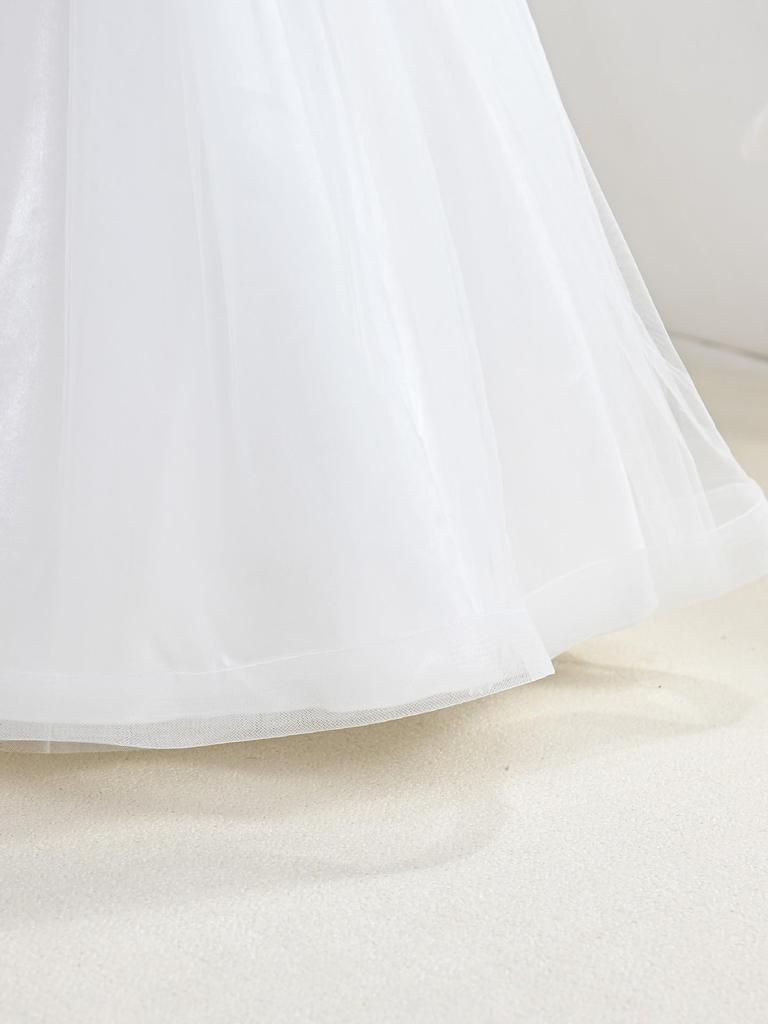 Europäisches & Amerikanisches Mädchen Mesh Puffrock Langes Prinzessinnenkleid - Formelle Blumenmädchen Abendgarderobe