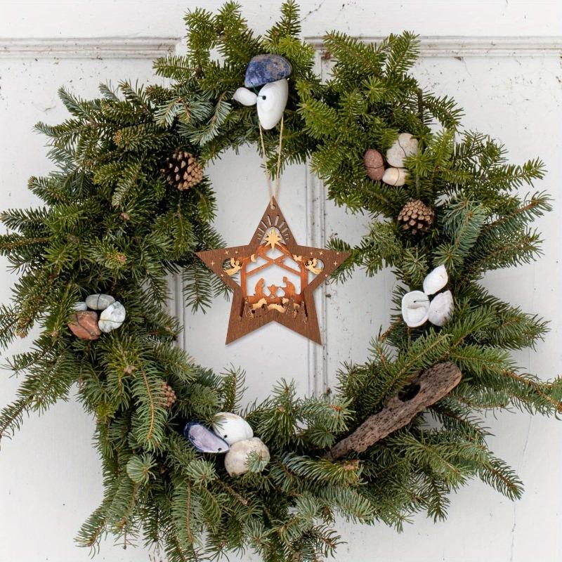 Christlicher Weihnachtsstern-Ornament, Krippendekoration, Holz, umweltfreundlicher Sternanhänger für Weihnachtsbaumgeschenke
