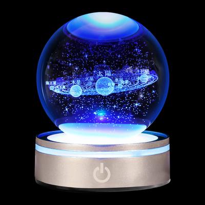 3D Solar System Crystal Ball Model Gift - Popular Space Astronomy Gift - Planetary LED Multicolor Space Ball - Science Physics Gift - Night Light - Ki