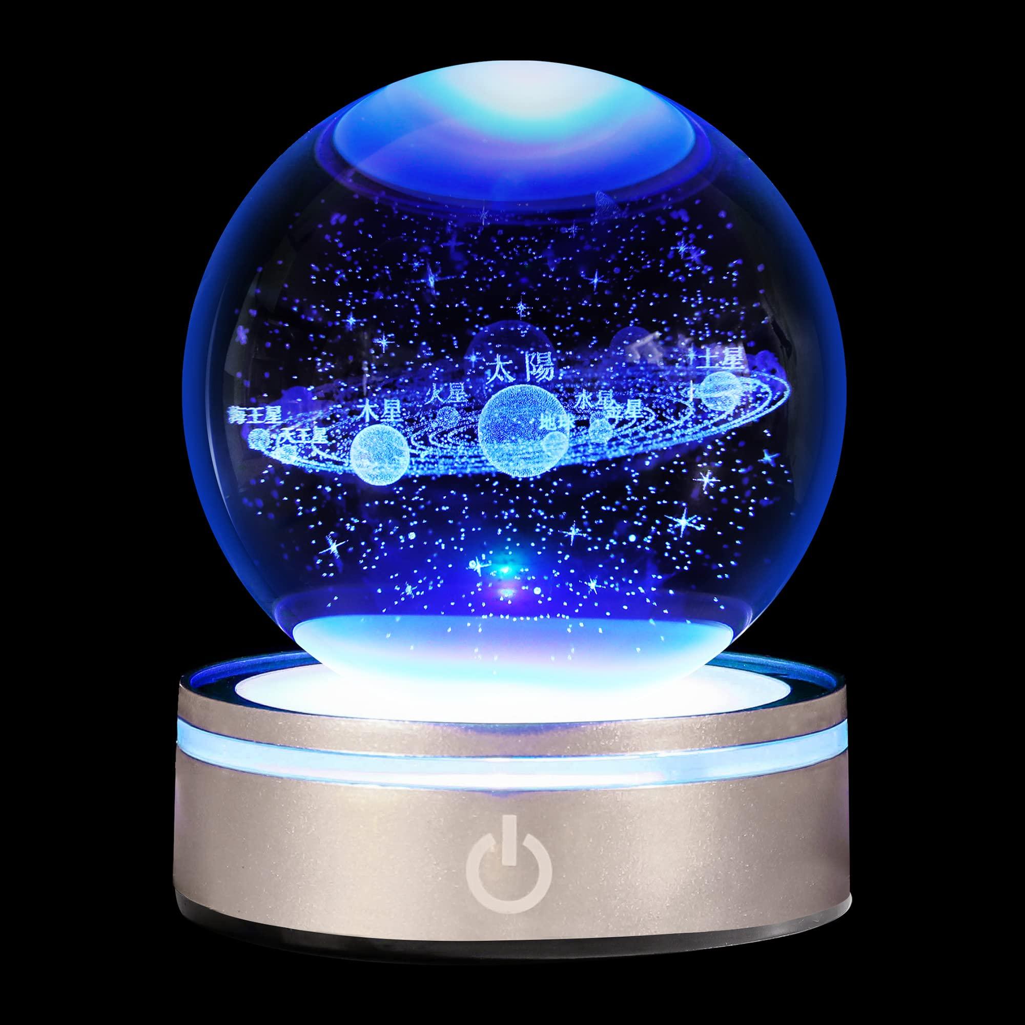 

3D Solar System Crystal Ball Model Gift - Popular Space Astronomy Gift - Planetary LED Multicolor Space Ball - Science Physics Gift - Night Light - Ki