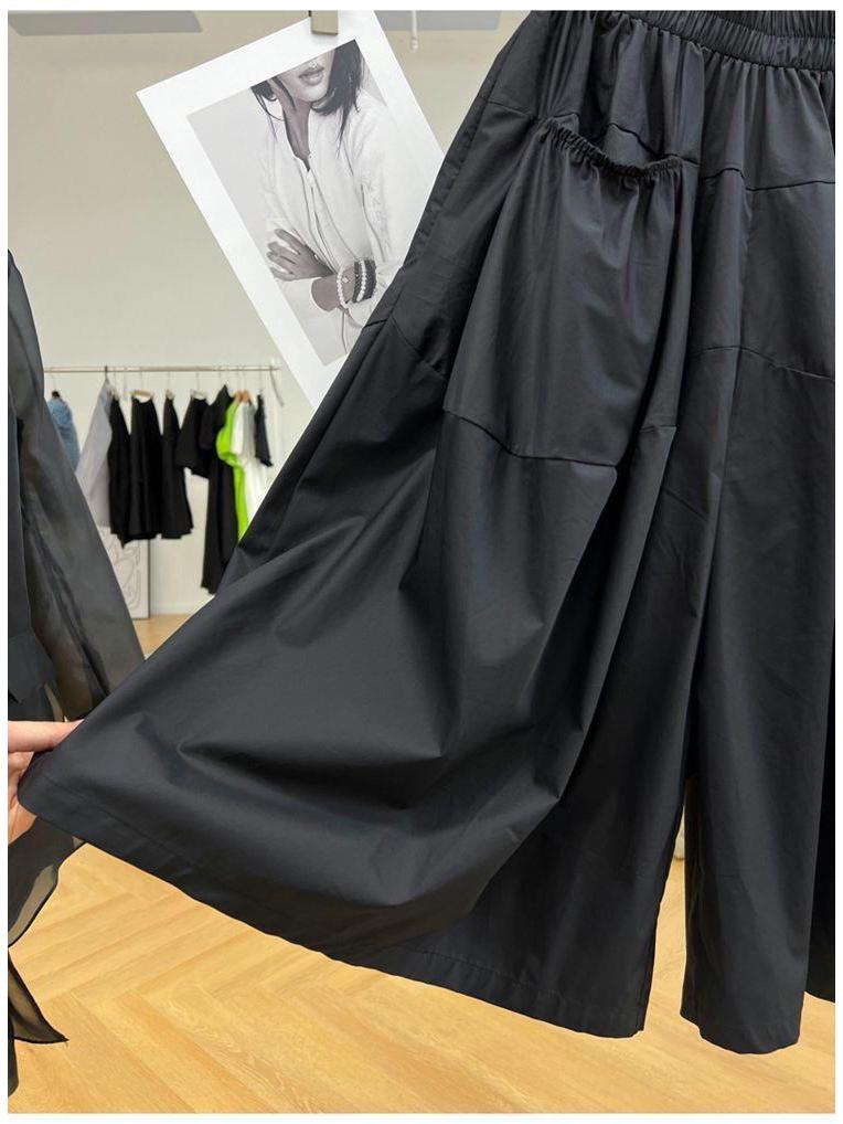Plus Size Women's Wide-Leg Mid-Length 7-Point Skirt Pants - Extra Large 300 Jin 2