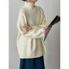DIMANAF 2025 Autumn Women Zipper Sweaters Lady Pullover Tops Female Turtleneck Knitted Basic Solid Tees Red Sweaters