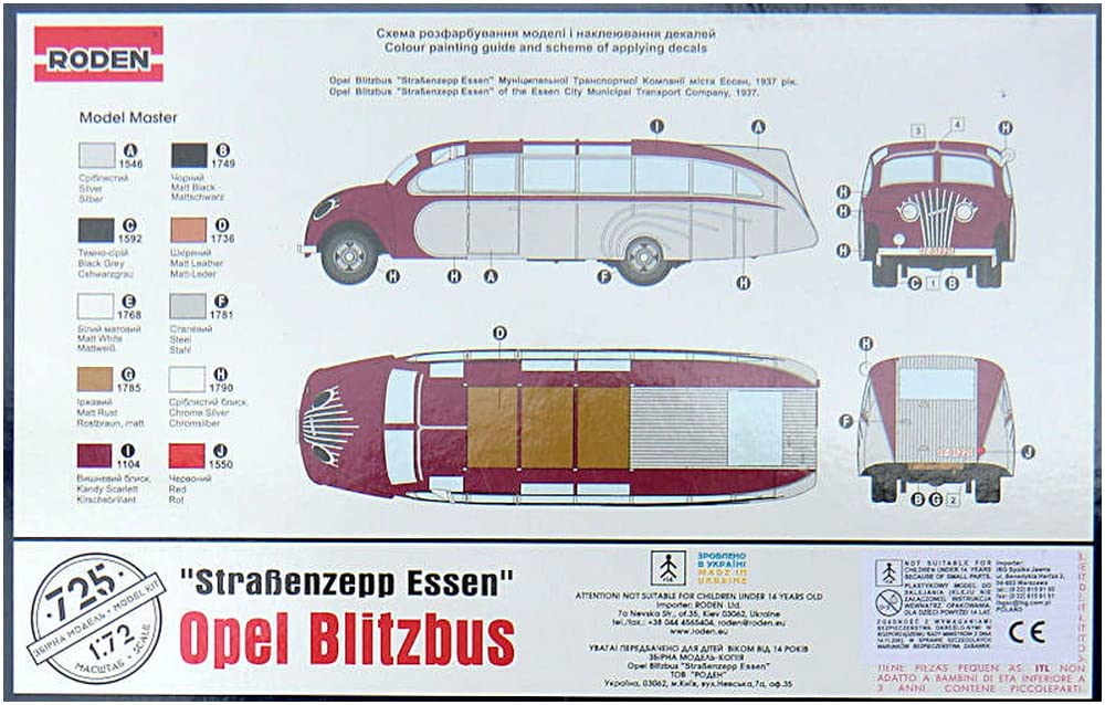 Roden 1/72 German Opel Propaganda Tourist Bus Road Zeppelin Essen 1930 Plastic Model Kit RE72725