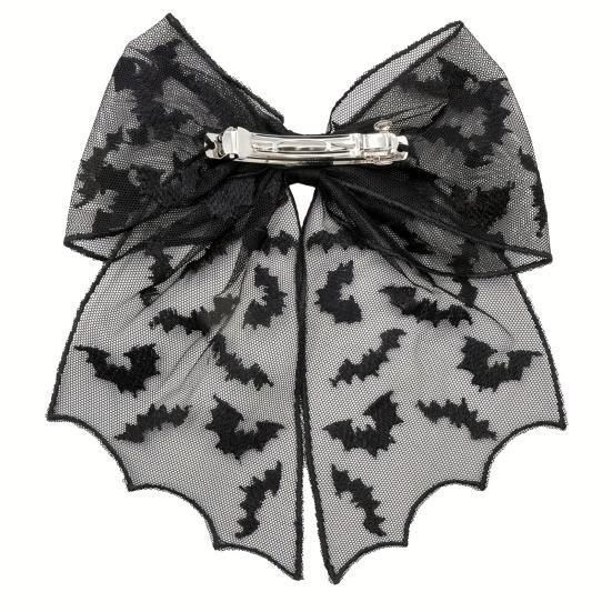 Women Hair Clip Strong Grip Non-Slip Design Punk Style Bats Spider Webs Pattern Hair Pin Halloween Hair Accessories