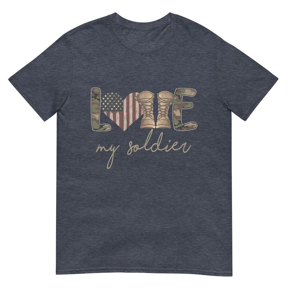 I Love My Soldier Military Army Wife Usa Camour Flag Tshirt