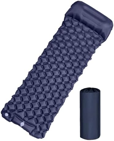Inflatable Camping Pad Waterproof Lightweight Foldable Sleeping Mat for Tent Travel Single Person Blue