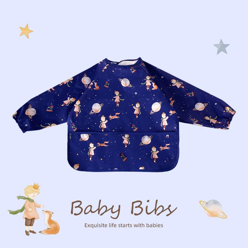 Waterproof Long Sleeve Baby Bib - Oil-Proof, Cotton Coverall for All Seasons.