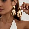 Punk Style Metal Water Drop Earrings Women's Fashion Simple Geometric Smooth Oval Circle Earrings