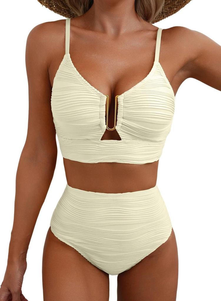 1Set Solid-color sexy gathered bikini swimsuit for women for beach wear
