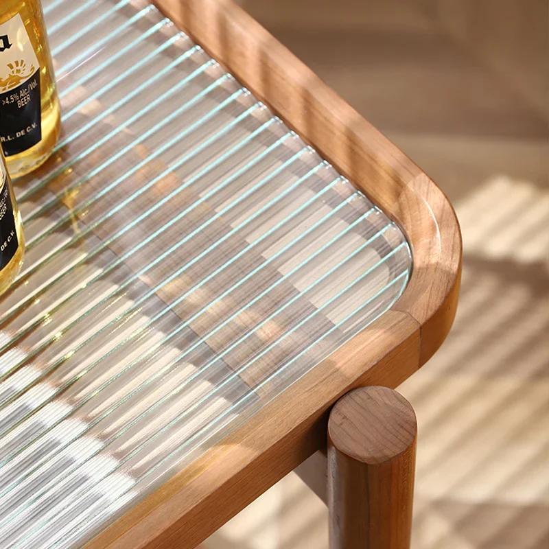 Tea Table Solid Woodrattan Woven Glass Nordic Japanese Small Family Cherry Wood Living Room Furniture Rectangular Side