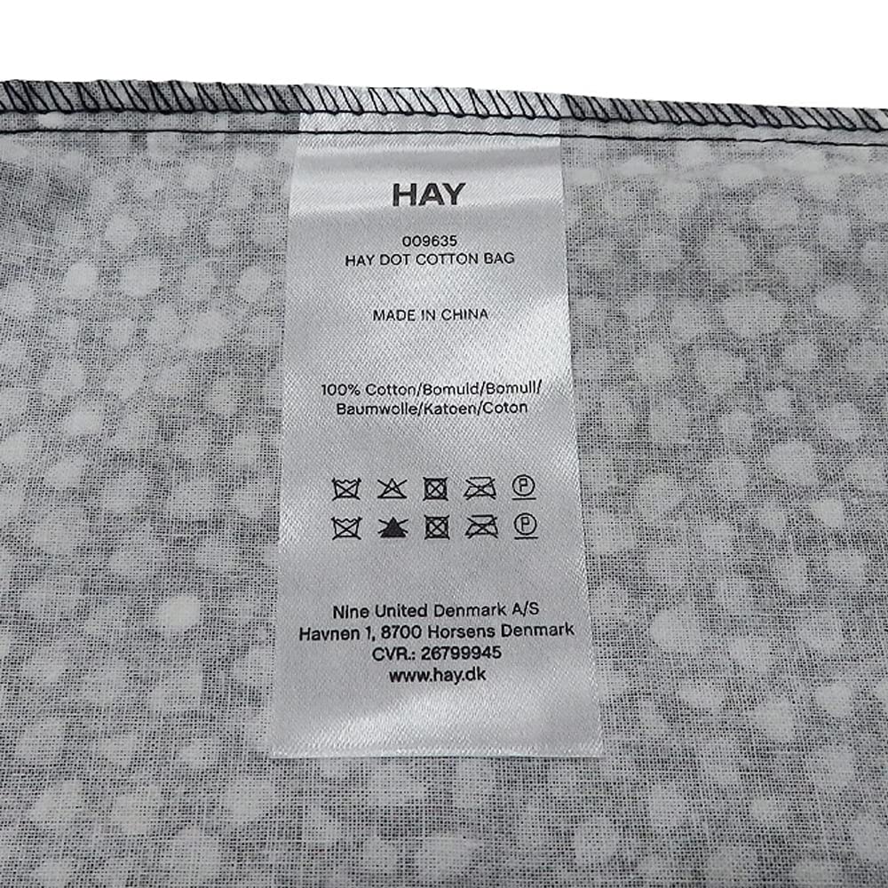 Hey Black Dotted Tote Bag with English Tag. Authentic Cotton Bag with Dot Pattern. Unisex. Suitable for Men and Women.