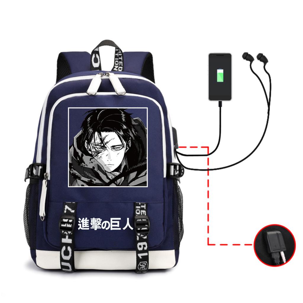 Anime Backpack Outdoor Male And Female Students Headphones Schoolbag Usb Backpack