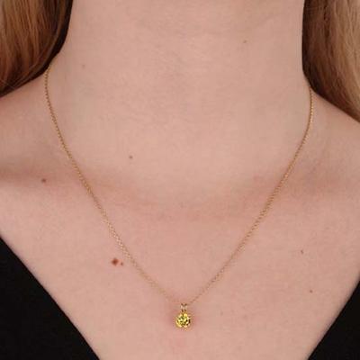 Citrin Runde Edelstein Halskette, 925 Sterling Silber, Gelbgold Halskette, handgefertigter Schmuck, Brautjungfern Geschenk