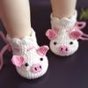 Handmade Crochet Baby Shoes - Soft Sole Cute Pig Design for Autumn/Winter (Finished Product)