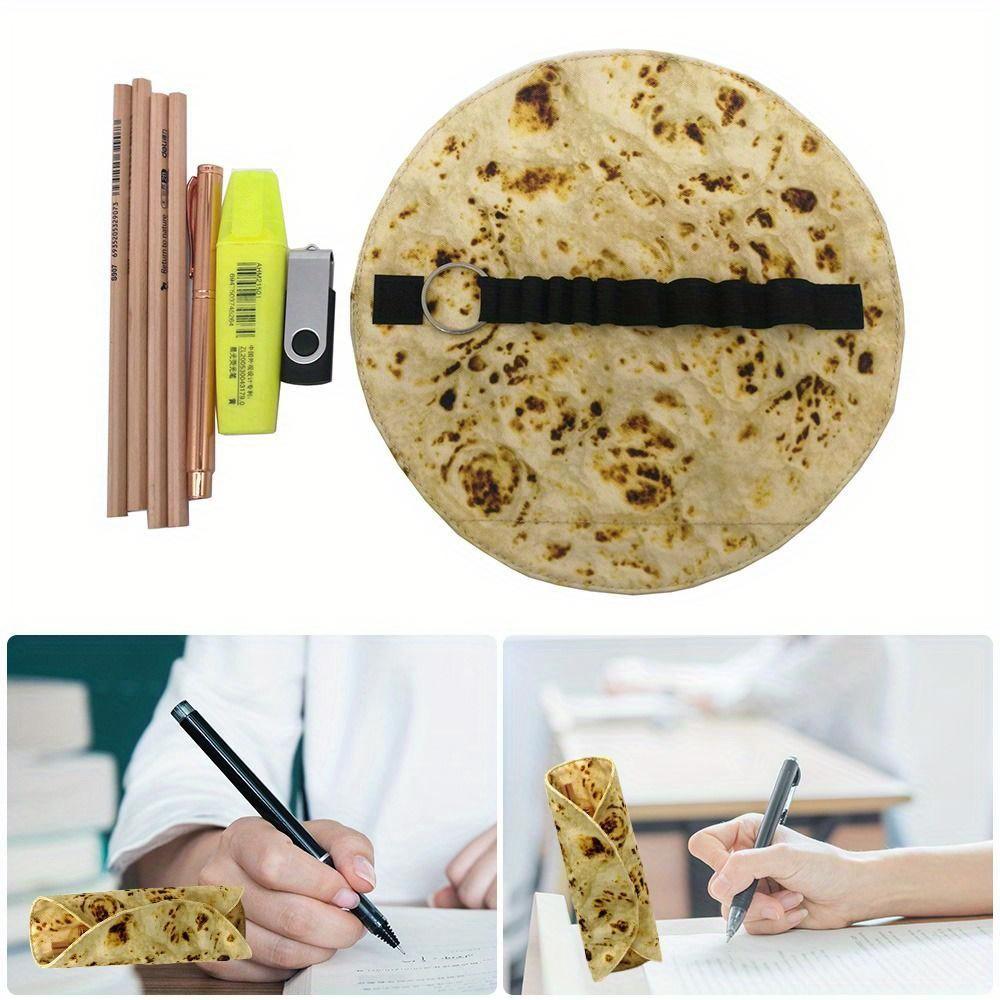 Soft Canvas Tortilla Roll Pencil Case Funny Pencil Pouch Portable Pencil Holder Bag For Student School Suppliers Gift Pencil Bag