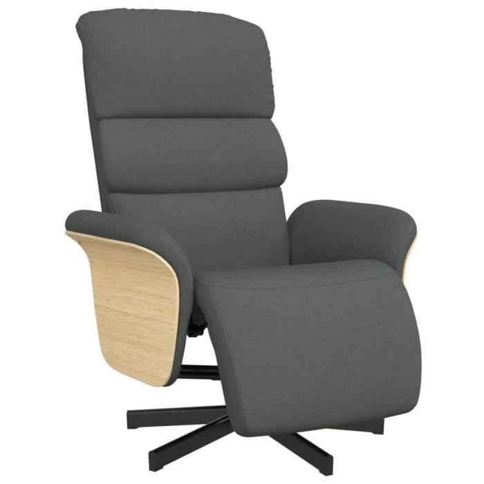 VidaXL Fauteuil inclinable avec repose-pieds gris foncé tissu 356602