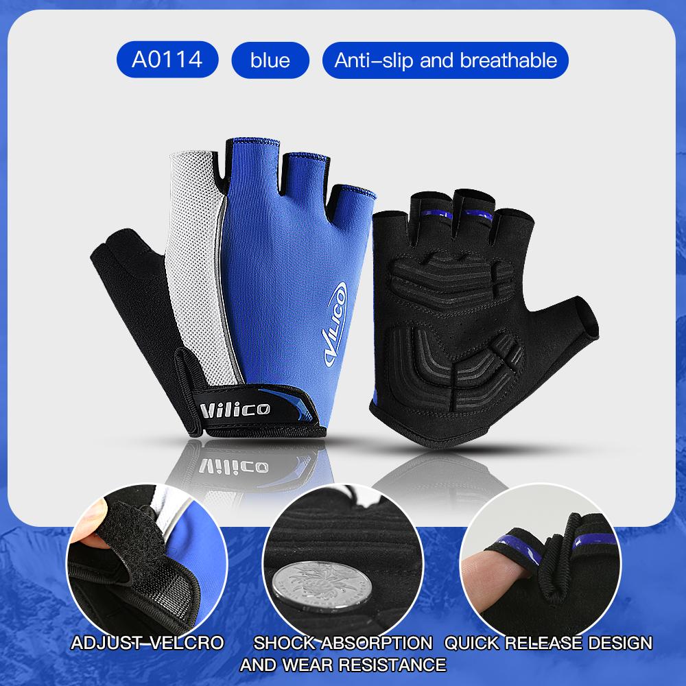 Quick Drying Short Finger Riding Gloves Shock Absorbing Anti Slip Fit Multiple Colors Cycling Gloves