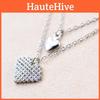 Stylish Retro Titanium Steel Heart-shaped Necklace Dazzling Two-pendant Accessory