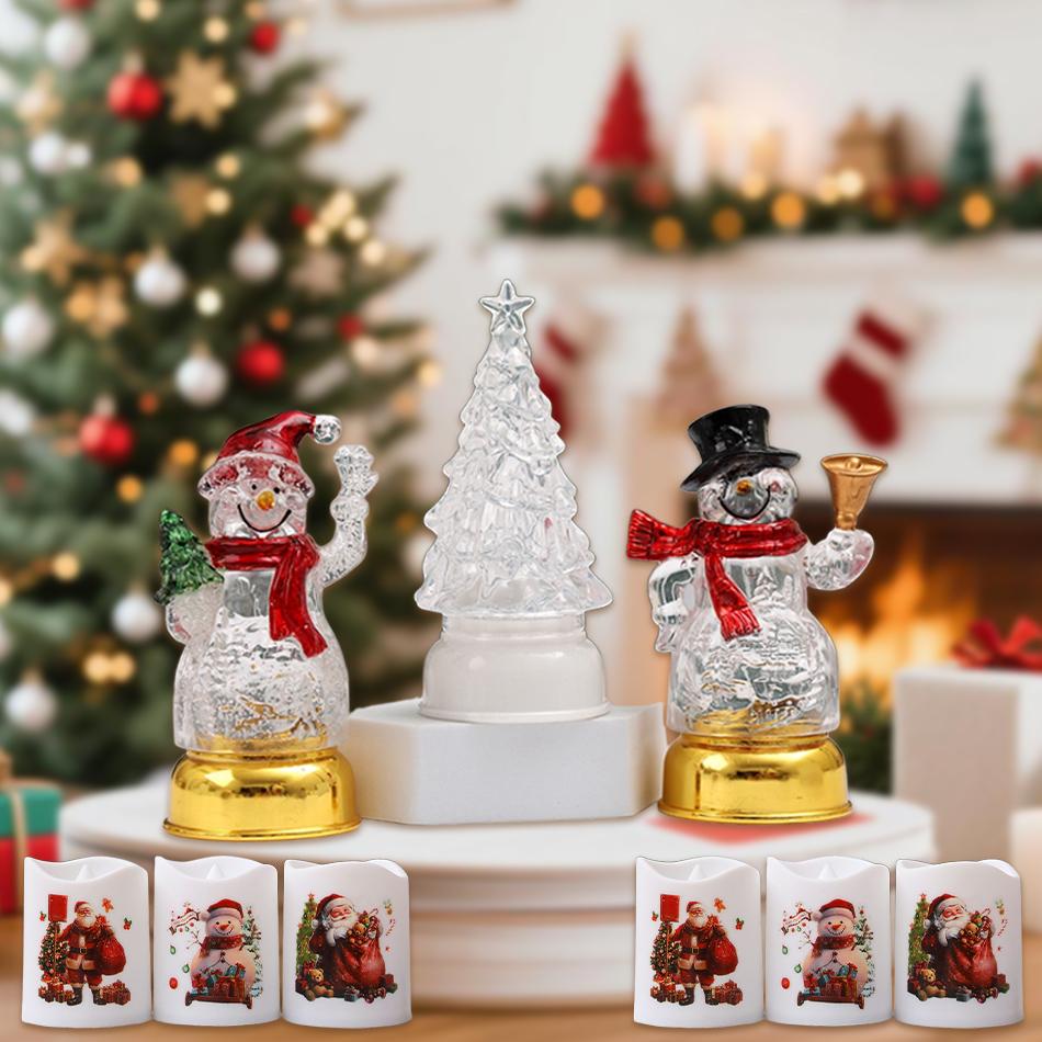 Nowa Świąteczna LED Znicz Elektroniczny Symulacja Świecy Mikołaj Bałwan Światło Atmosferyczne FesOświetlenie Otoczenia Xmas Prezent
