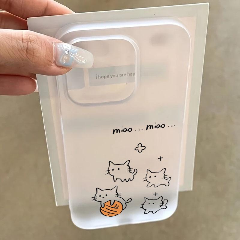 

Cute Black Cat Pattern Phone Case For iPhone 17 16 Pro Max Air XS X XR 15 14 13 12 11 7 8 Plus SE2 Translucent Soft Cover Funda iPhone 12 mini
