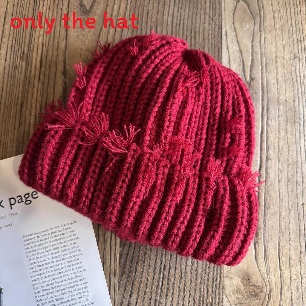 Color With Solid Hole Knitted Hat For Men Women Winter Street Headgear Fashion