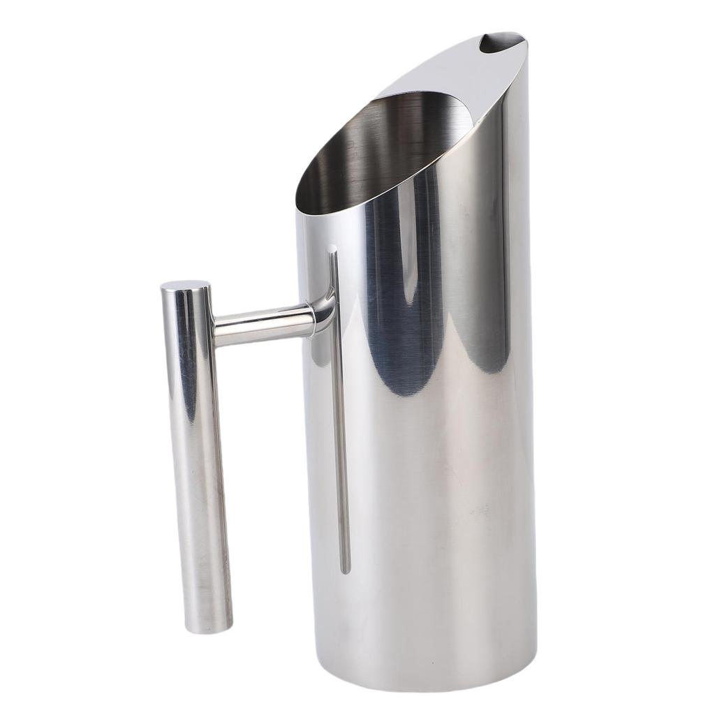 Water Pitcher 1L 304 Stainless Steel Straight Body Drink Pitcher with Spill Proof Spout for Cocktail Flower Tea Cold