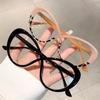 Vintage Oval Frame Glasses Oversized Cat Eye Eyeglasses Candy Color Anti-blue Light Eyewear Stylish Fake Glasses Computer Goggle