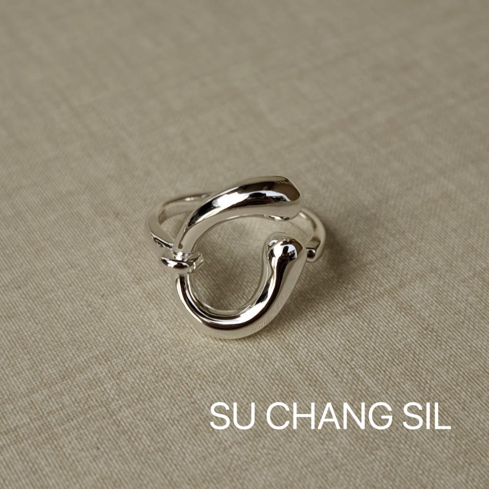 Su Chuang S925 Sterling Silver Irregular C-Shaped Open Ring for Women - Korean Design, Versatile and Unique.