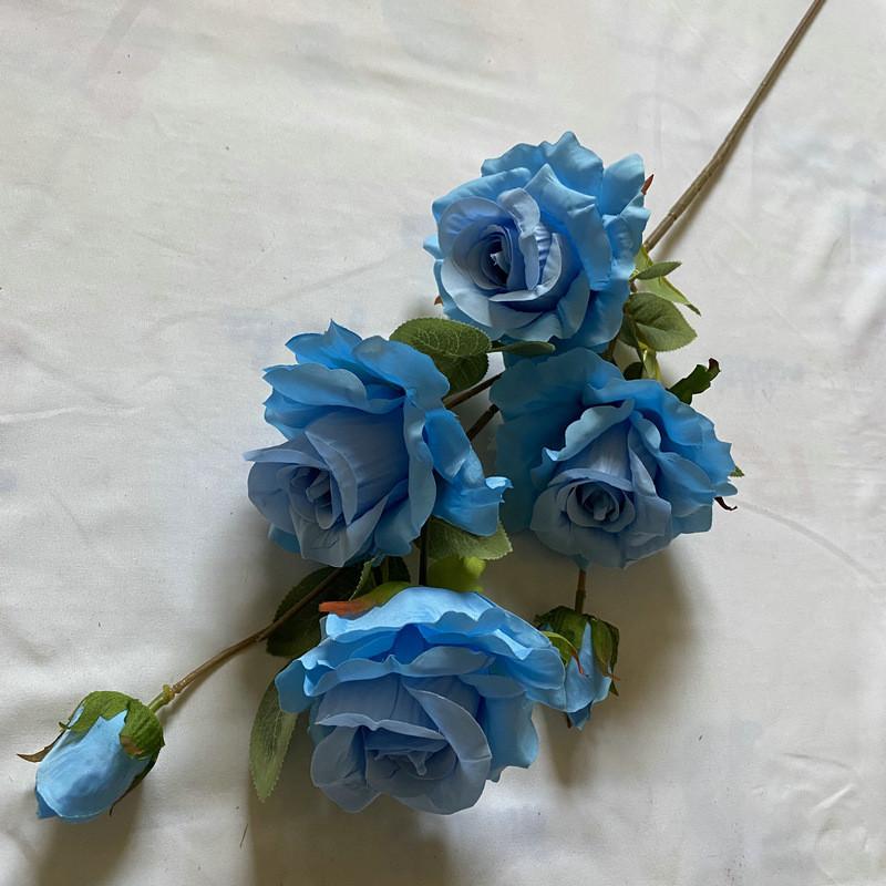 Realistic Faux Rose Flower Six Stem Silk Plant Home Office Decor Gift Idea