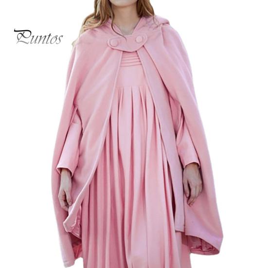 

Зимнее женское пальто-накидка с капюшоном, средневековая ретро-накидка, готическая, сохраняющая тепло шаль, длиной до колена, свободный плащ, плотный, застегивающийся на одну пуговицу, уличное пончо, пират XL розовый