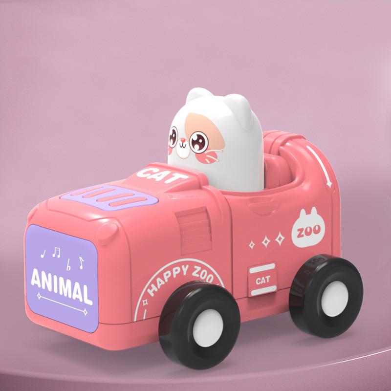 Children's Cartoon Animal Inertia Toy Car Pressing Engineering Vehicle Wholesale