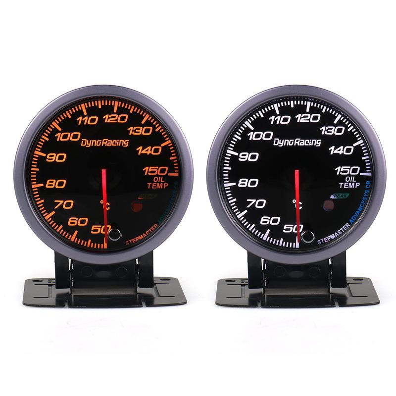 Dynoracing 60MM Black Face Oil Temp Gauge 50-150C White/Amber Light Peak Function Oil Temperature Gauge Car Meter with Sensor