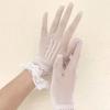 Black White Summer Uv-proof Driving Gloves Female Thin Fishnet Mesh Gloves Fashion Ruffle Full Finger Lace Mittens