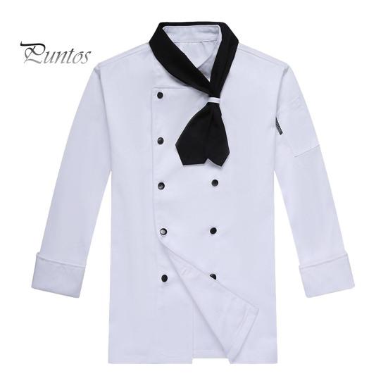 

Униформа повара с галстуком-шарфом, двубортная, с пуговицами, воротником-стойкой, длинными рукавами, женская и мужская, рубашка повара, рабочая одежда M белый