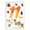 Happy Birthday Card - AFIE - 69-2011 - Customizable - Owl Pattern - 11 Years