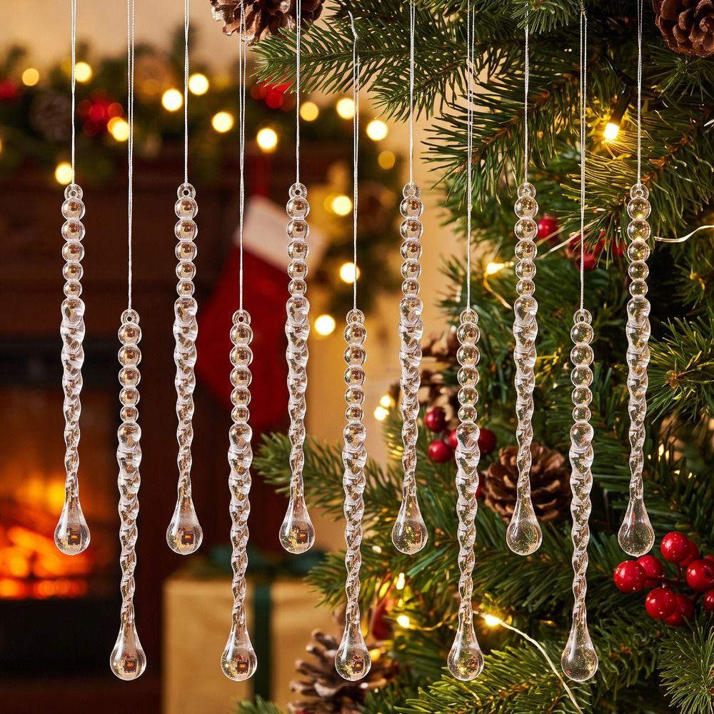 Transparent Christmas Hanging Pendants Twist Bead Drop Ornaments  Holiday Party Decoration