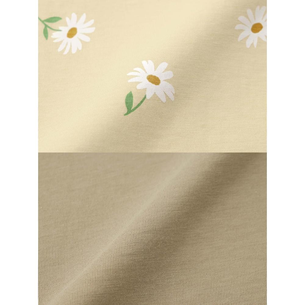 Gu By Uniqlo Cotton Color Lounge Set  Short Sleeve   Flower 