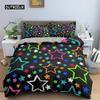 Colorful Stars Duvet Cover Set Microfiber Yellow Pink Stars Soft Bedding Set Single King Queen Twin Size 2/3pcs Comforter Cover