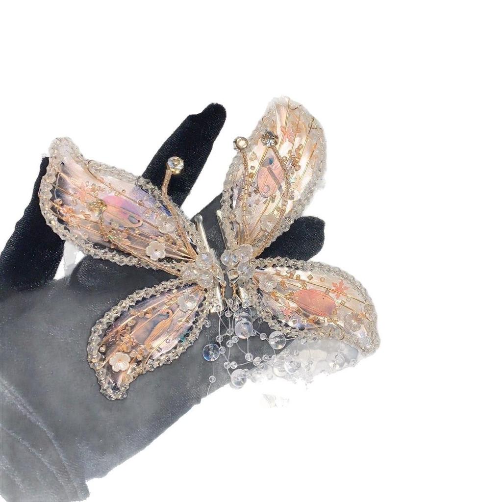 Mori Style Elf Crystal Hair Clip with Butterfly Wings & Tassel – Perfect for Wedding & Photography