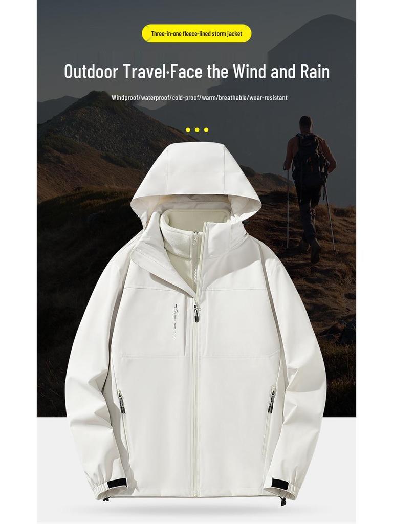 3-in-1 Outdoorjacke für Paare mit herausnehmbarem Futter - Winddicht, wasserabweisend und wasserdicht für den Bergsport