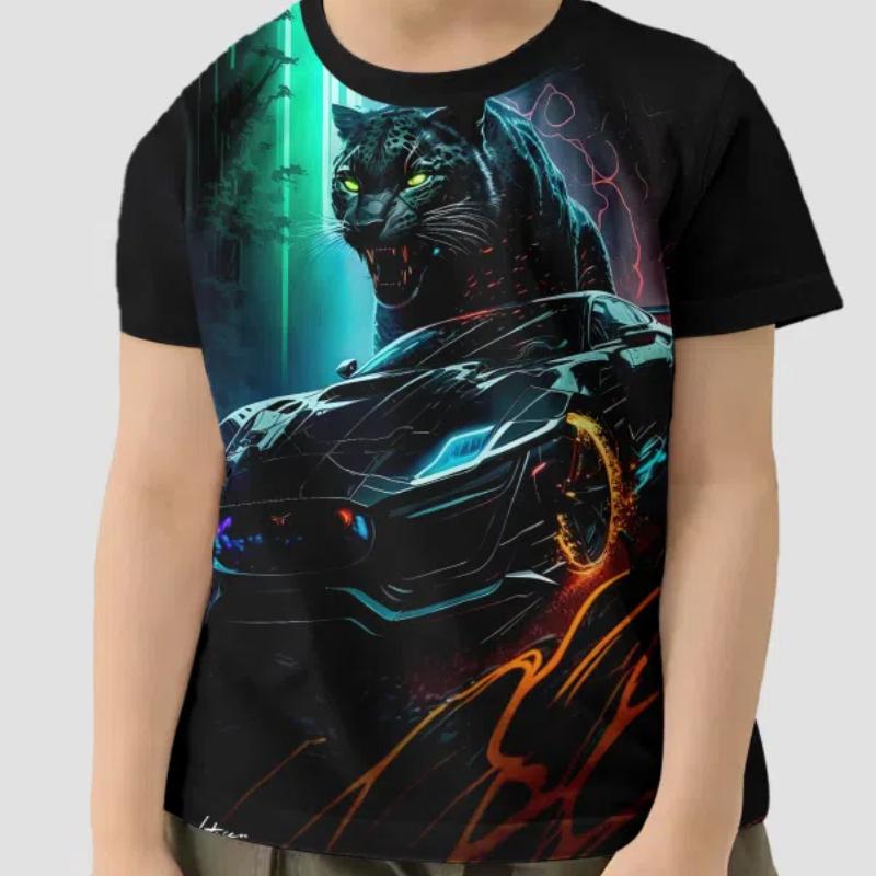 Moda Cool Mașini de curse și animale Tricou pentru băieți Ocazional de vară Lejer Comod Tricou cu mânecă scurtă Topuri Îmbrăcăminte pentru copii pentru băieți